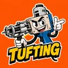 Mascota ilustrada con forma de pistola de tufting
